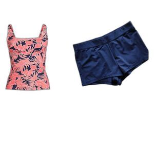 Land’s End swimsuit mastectomy 14 tankini top & navy L boyshort bikini bottom